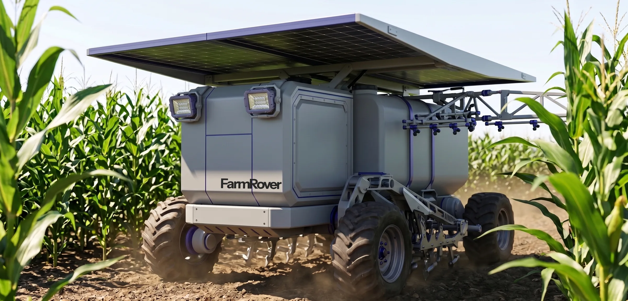 Close view of the FarmRover unit showing its plasma reactor housing